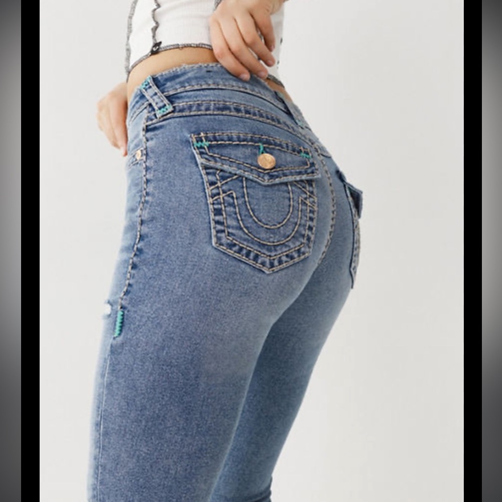 Womens True Religion Skinny Jeans Big T Stitch